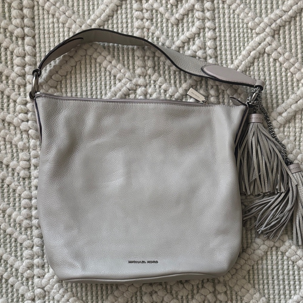 Michael Kors Light Gray Leather Shoulder Bag